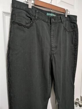 Lauren Ralph Lauren Black Beaded Side Stripe Jeans Southwestern Western 16